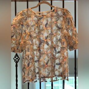 Floral Sheer Women's Top - Multicolor